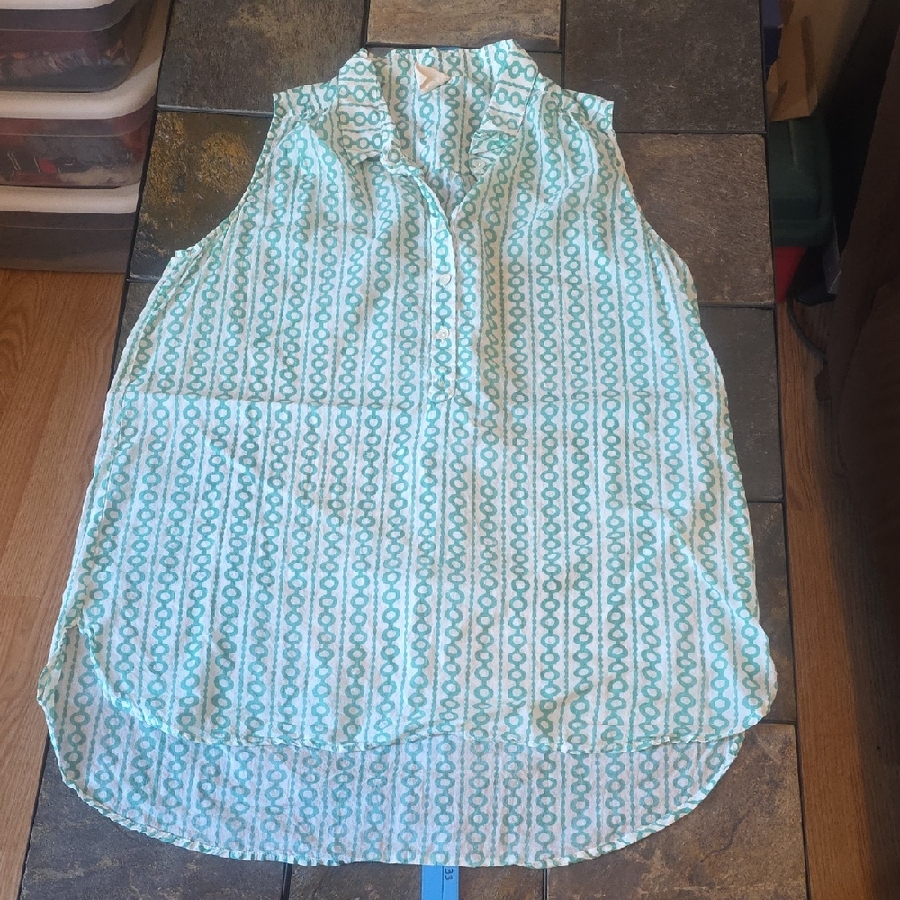 Yala Green and White Cotton Top